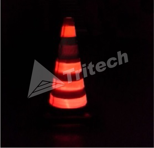 Illuminated Collapsible Cone at Night